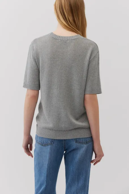 Szary t-shirt z lnem