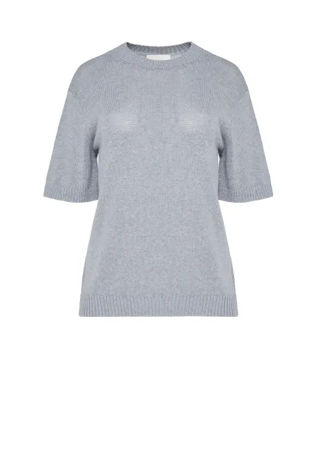 Szary t-shirt z lnem