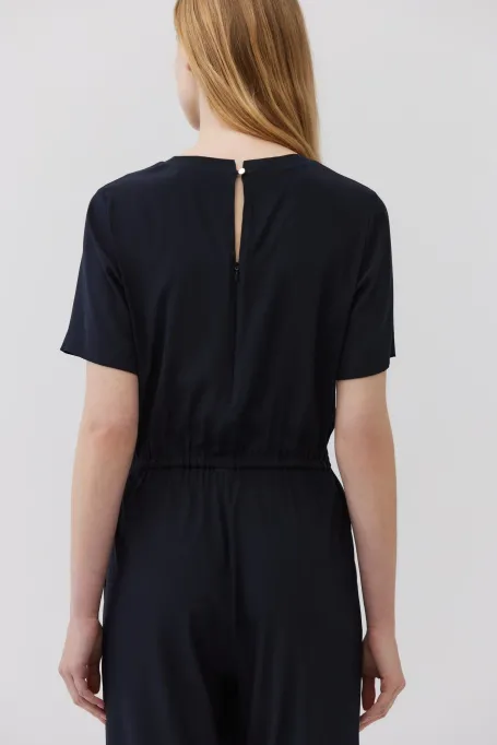 Granatowy kombinezon z jedwabiu