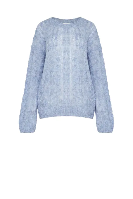 Sweter z wełną alpaki granatowy