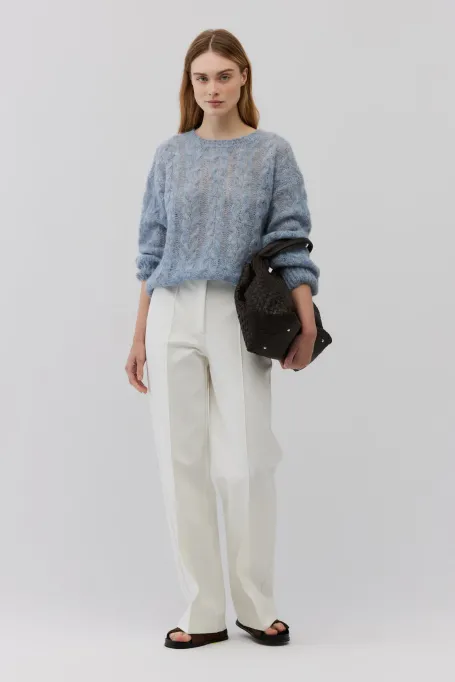 Sweter z wełną alpaki granatowy