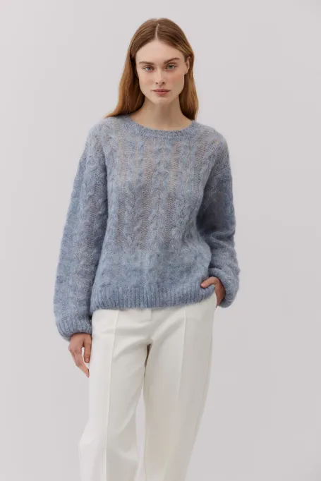 Sweter z wełną alpaki granatowy