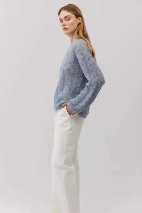 Sweter z wełną alpaki granatowy