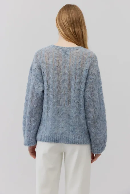 Sweter z wełną alpaki granatowy