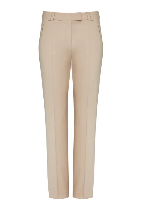 Beżowe spodnie z wełną dziewiczą