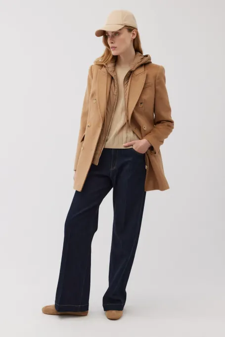 Camelowa kurtka z wełny wielbłądziej