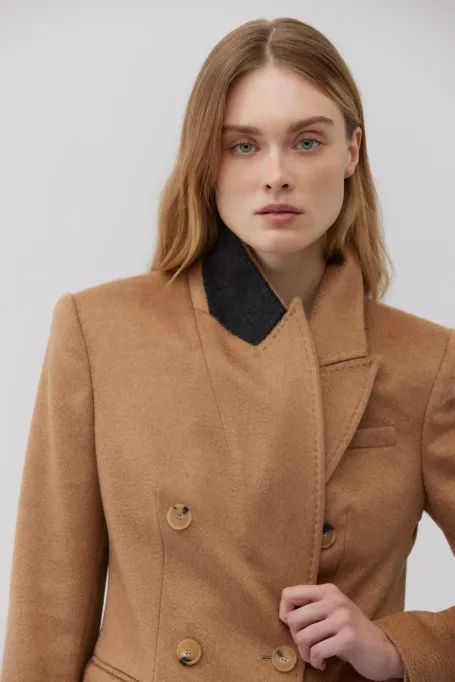 Camelowa kurtka z wełny wielbłądziej