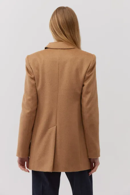 Camelowa kurtka z wełny wielbłądziej