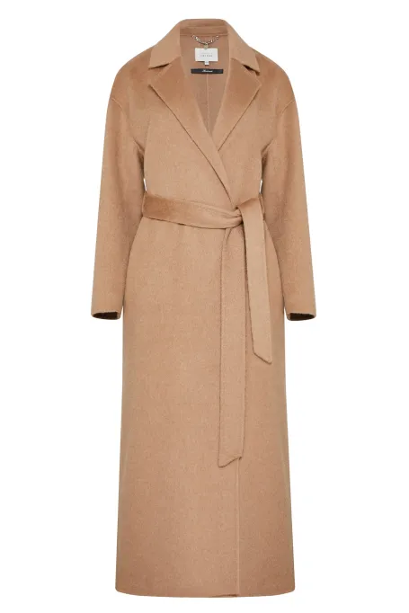 Płaszcz z wełny wielbłądziej doubleface camelowy