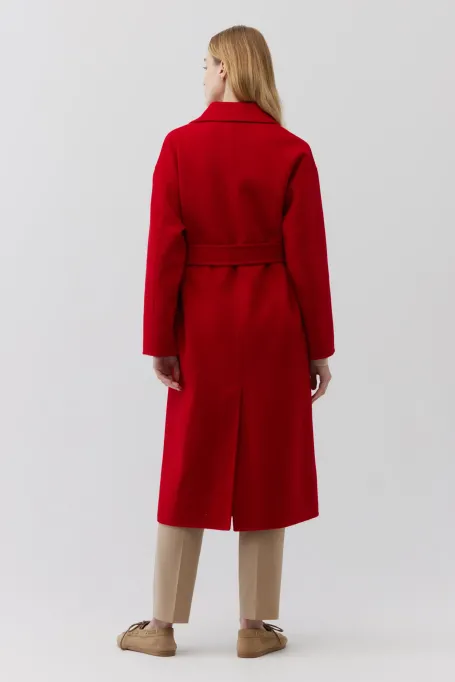Czerwony płaszcz doubleface z jedwabiem
