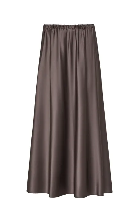 Brązowa jedwabna spódnica midi