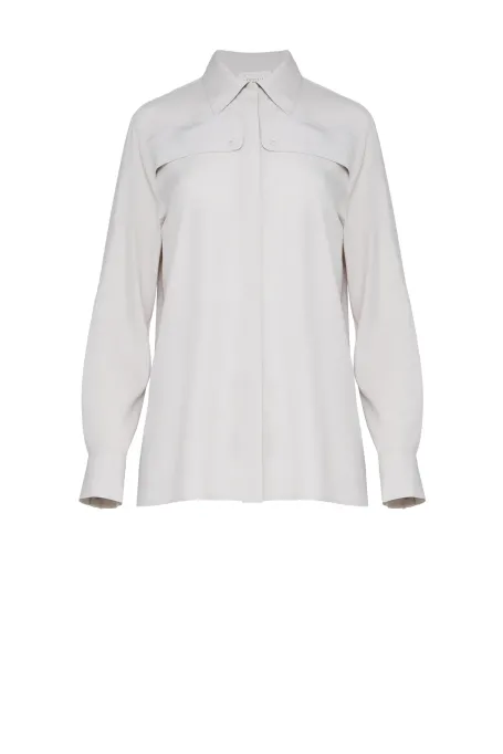 Beżowa koszula z jedwabiu