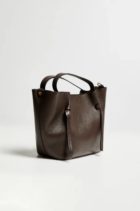 Brązowa skórzana torba shopper
