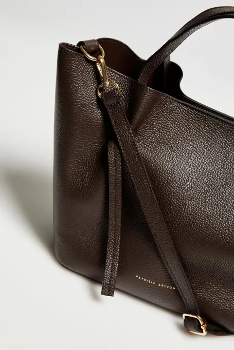 Brązowa skórzana torba shopper