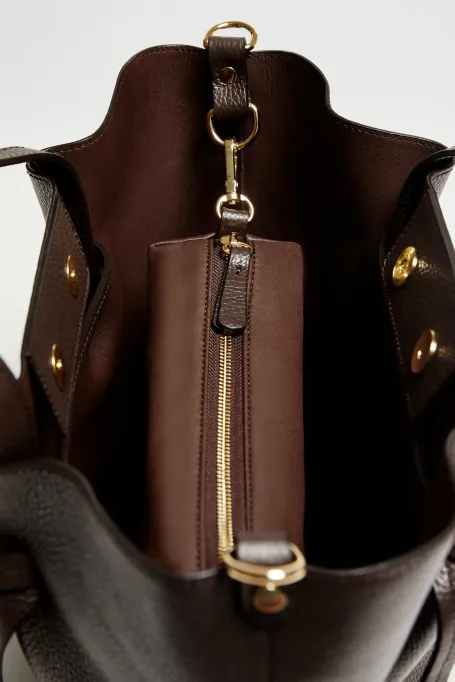 Brązowa skórzana torba shopper