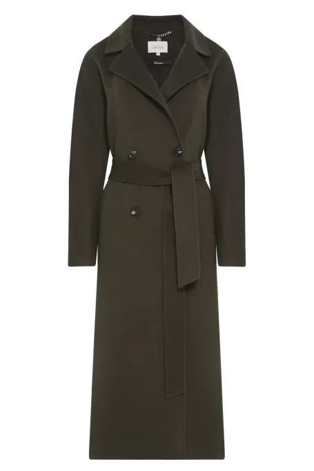 Ciemnozielony płaszcz z jedwabiem doubleface