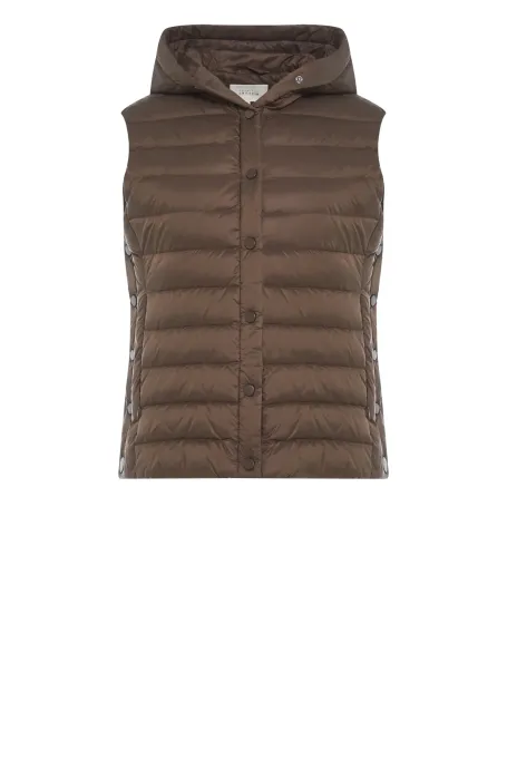 Brązowa kamizelka puchowa z kapturem