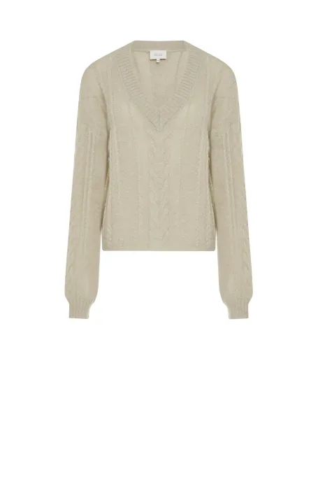 Jasnozielony luźny sweter z wełną alpaki