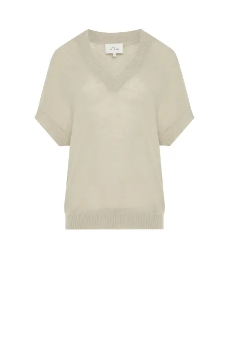 Jasnozielony sweter z wełną alpaki