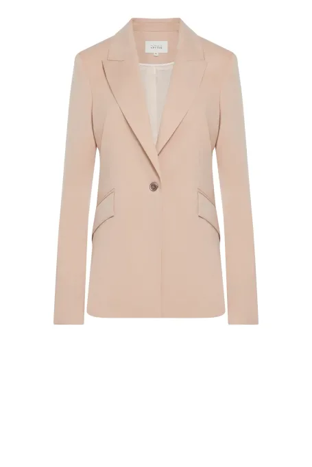 Żakiet w pudrowym różu z wełny dziewiczej