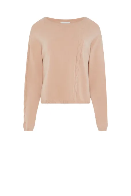 Sweter z kaszmiru w pudrowym różu