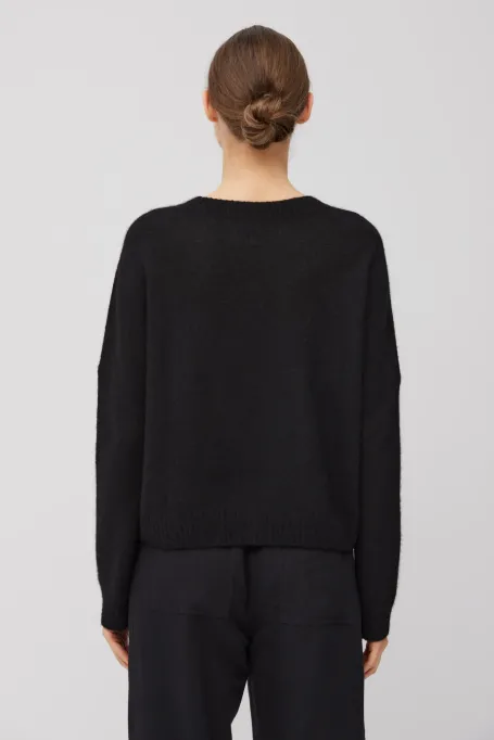 Czarny sweter z kaszmirem i jedwabiem