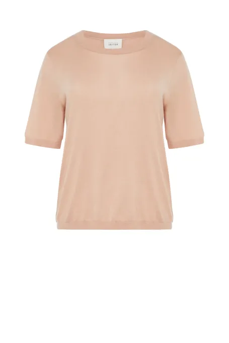 Pudrowo różowy t-shirt z kaszmirem i lyocellem