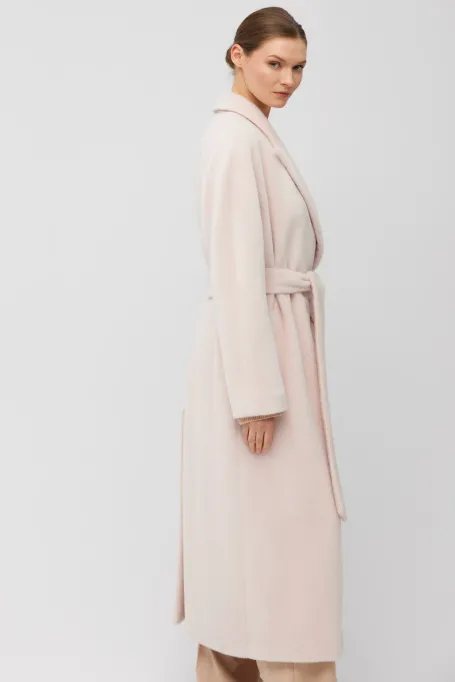 Dwurzędowy prosty płaszcz z baby suri alpaki różowy