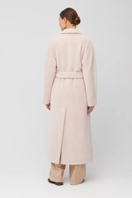 Dwurzędowy prosty płaszcz z baby suri alpaki różowy