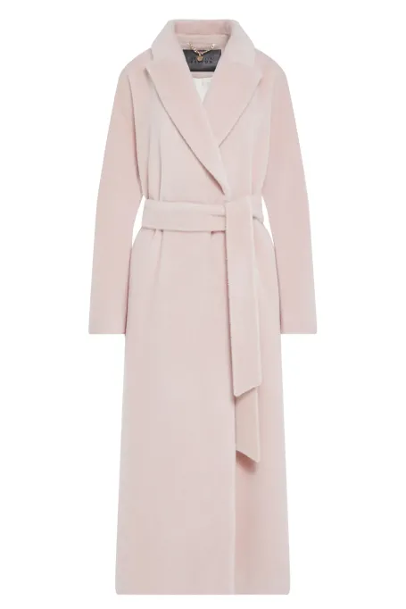 Dwurzędowy prosty płaszcz z baby suri alpaki różowy