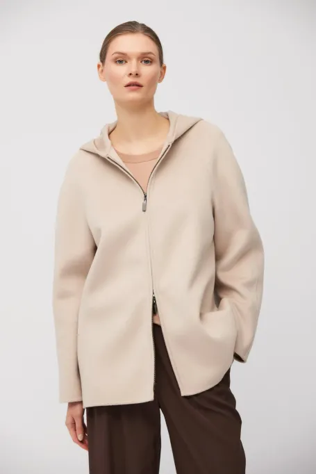 Kurtka z tkaniny doubleface z wełną i jedwabiem beż