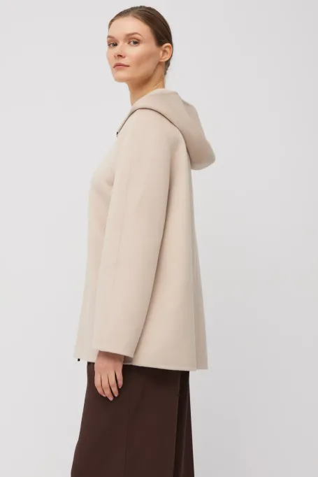 Kurtka z tkaniny doubleface z wełną i jedwabiem beż