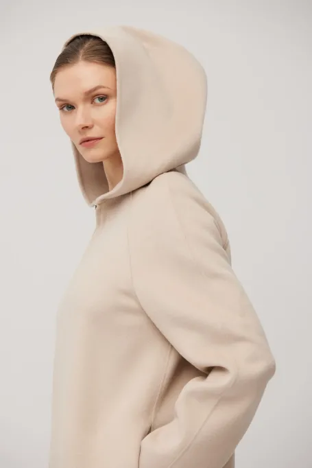 Kurtka z tkaniny doubleface z wełną i jedwabiem beż