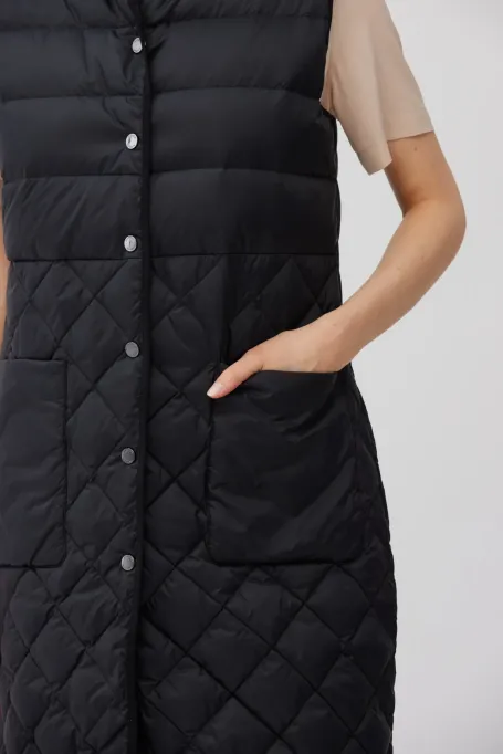 Czarna długa kamizelka puchowa