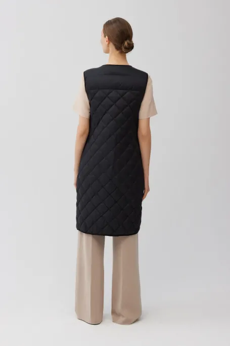 Czarna długa kamizelka puchowa