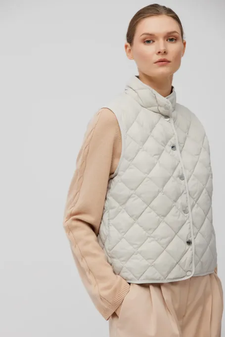 Krótka beżowa kamizelka puchowa
