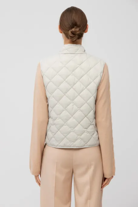Krótka beżowa kamizelka puchowa