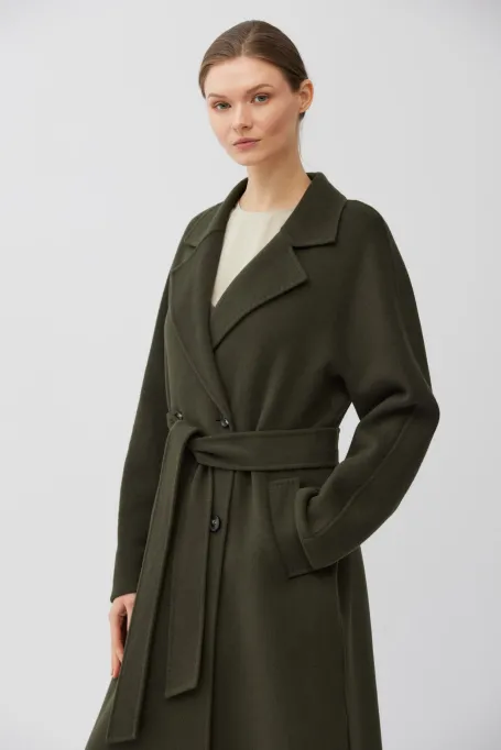 Ciemnozielony płaszcz z jedwabiem doubleface