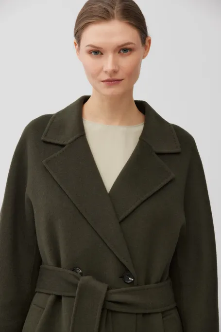 Ciemnozielony płaszcz z jedwabiem doubleface