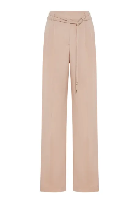 Spodnie z wełny dziewiczej w pudrowym różu