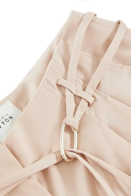 Spodnie z wełny dziewiczej w pudrowym różu