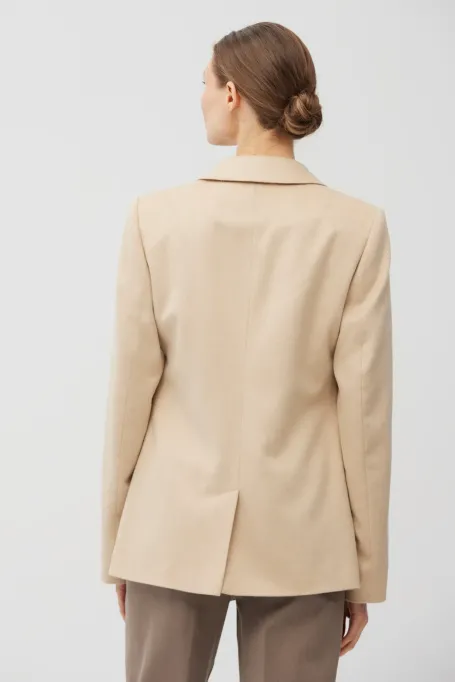 Kurtka z wełny wielbłądziej w kolorze beż albinos damska - Patrizia Aryton