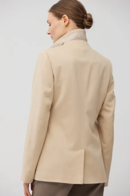 Kurtka z wełny wielbłądziej w kolorze beż albinos damska - Patrizia Aryton
