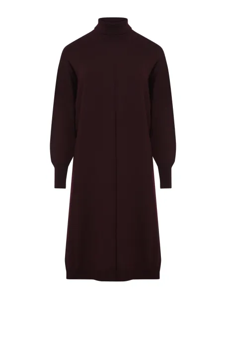 Sukienka z golfem z wełny merynosowej czerwony