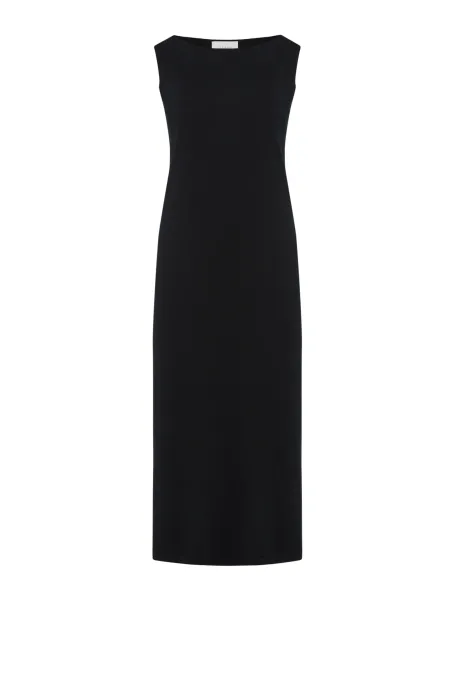 Czarna sukienka midi z wełny merynosowej