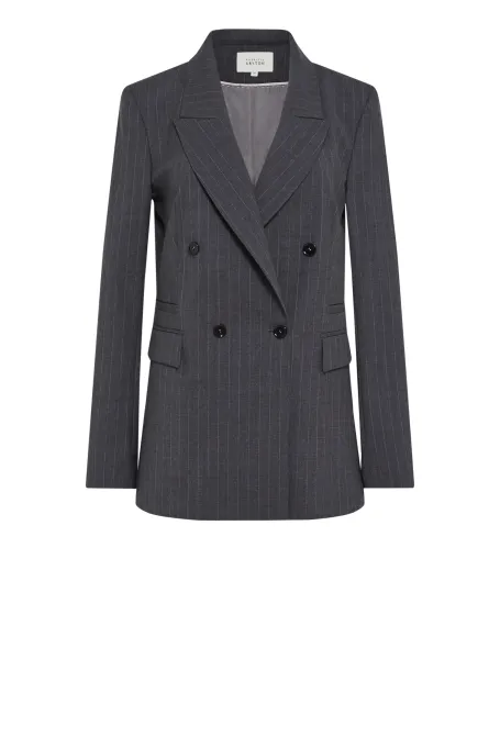 Szary wełniany żakiet w paski do garnituru