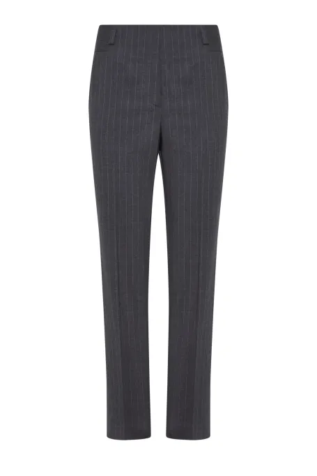 Szare wełniane spodnie w paski do garnituru