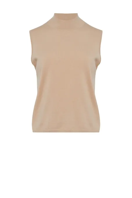 Beżowy półgolf bez rękawów