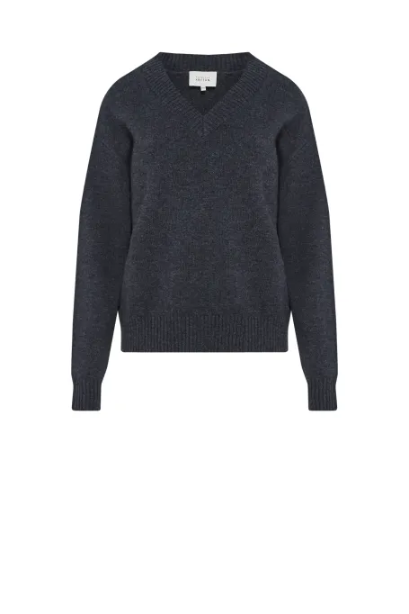 Szary sweter z kaszmirem i wełną merino