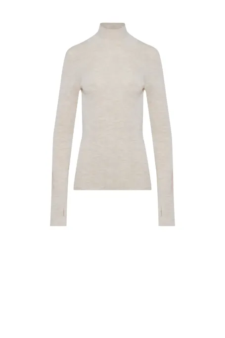 Beżowy półgolf z wełny merynosowej